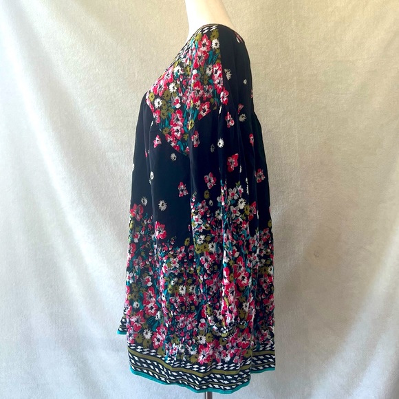 Floral Pink Flower Tunic Style Loose Fitting Dress Cowgirl Western Shirt - Picture 3 of 8